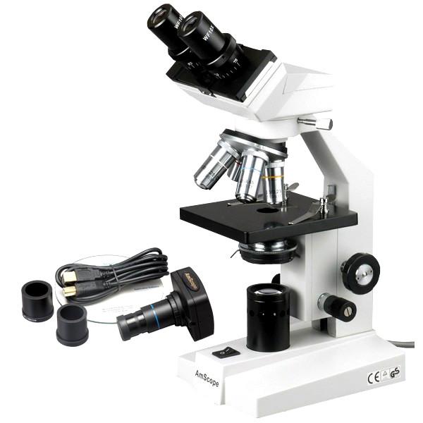 Compound Binocular Microscope Amscope 40X-2000X + 1.3MP Camera