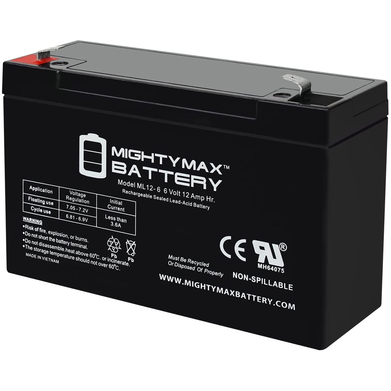 Rechargeable Battery 6 Volt 12 Amp Hr