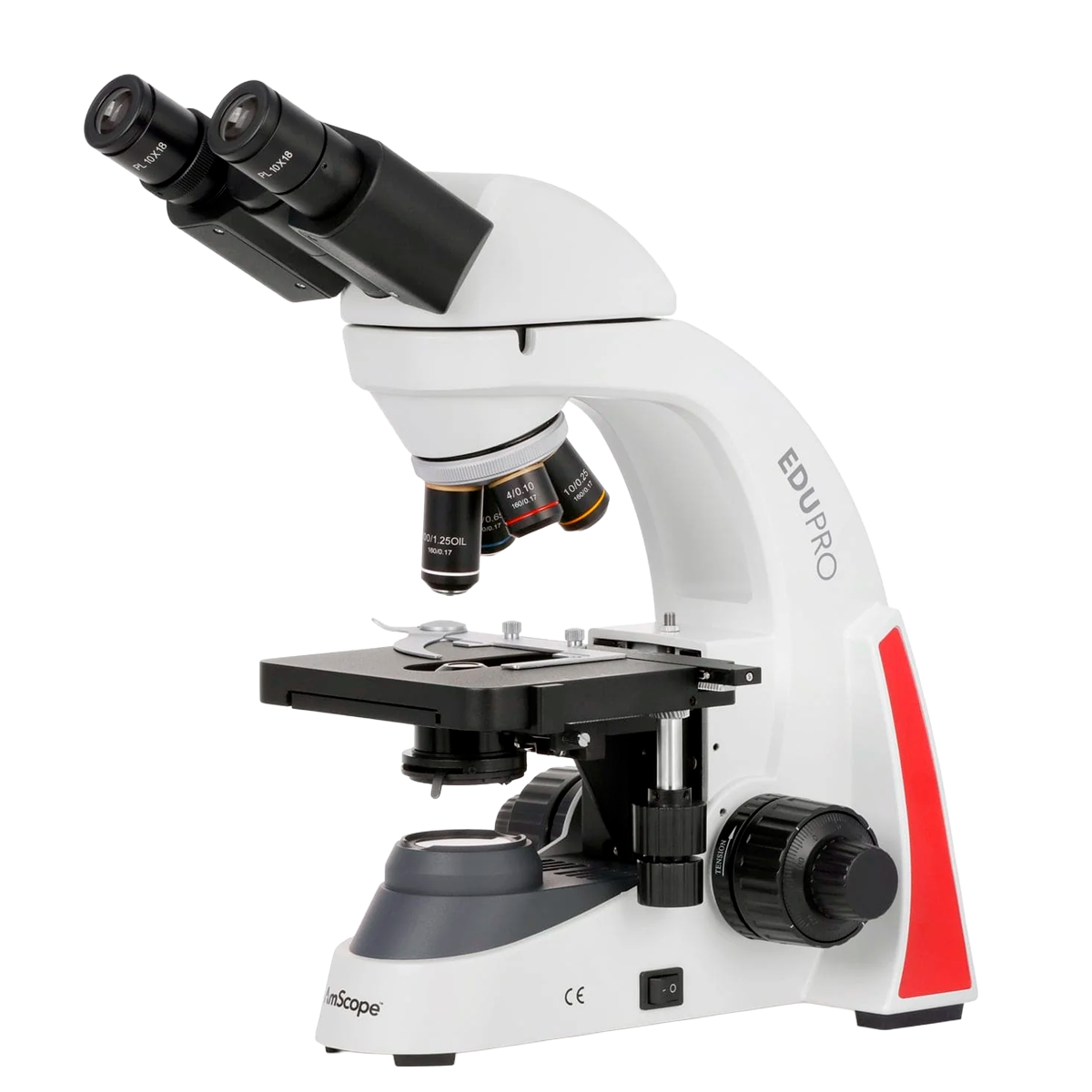 AmScope EduPro EDU550 Series Binocular Compound Microscope with Double-Layer Mechanical Stage and 3 W LED Illumination