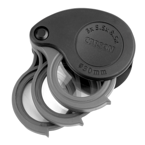 Carson Folding Magnifier TriView 3×/5.5×/8.5× with Integrated Case