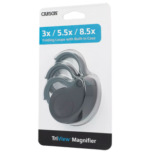 Carson Folding Magnifier TriView 3×/5.5×/8.5× with Integrated Case