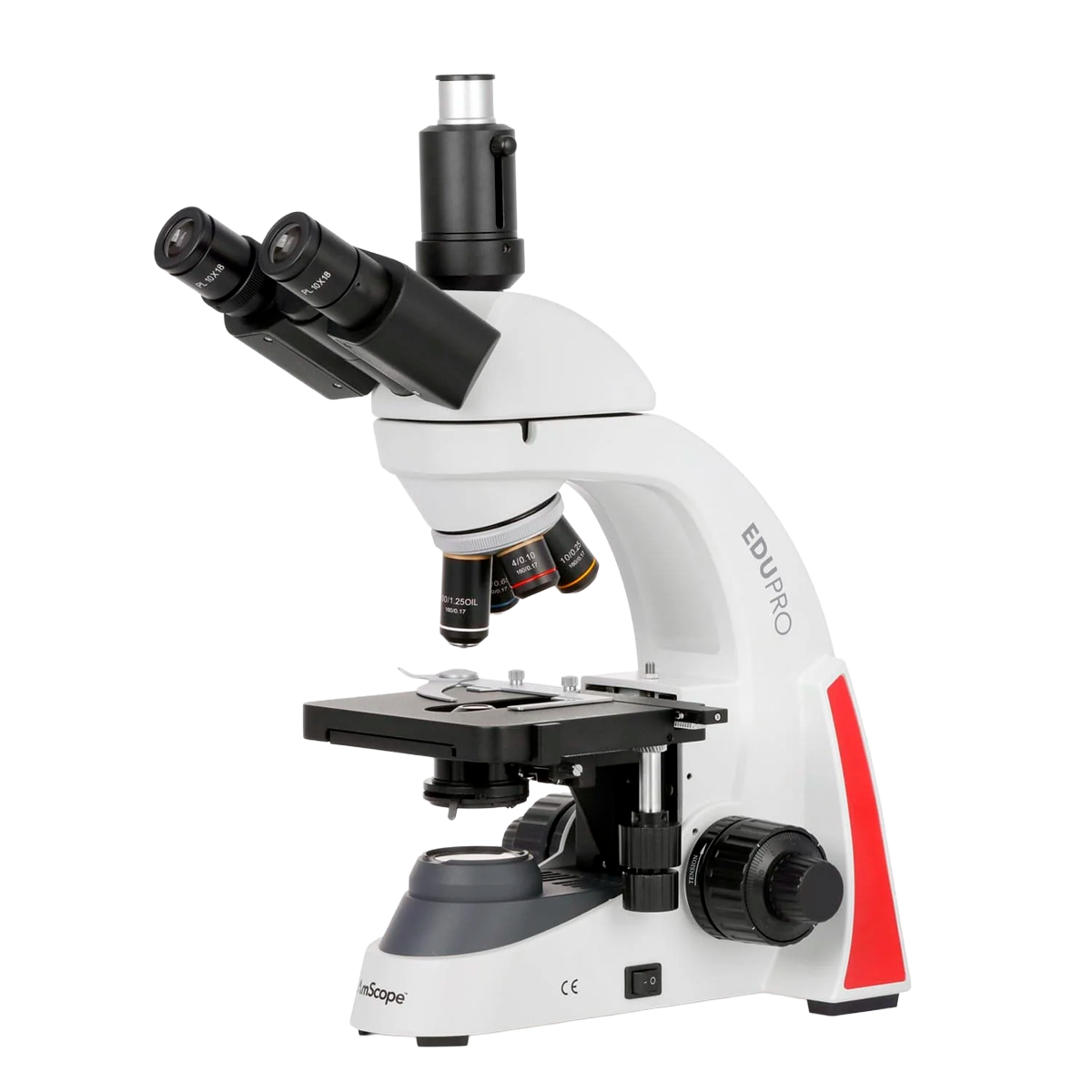AmScope EduPro EDU550 Series Trinocular Compound Microscope with Double-Layer Mechanical Stage and 3 W LED Illumination