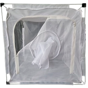 White Mesh Insect Rearing Cages with Fiberglass Frame and Transparent Panel