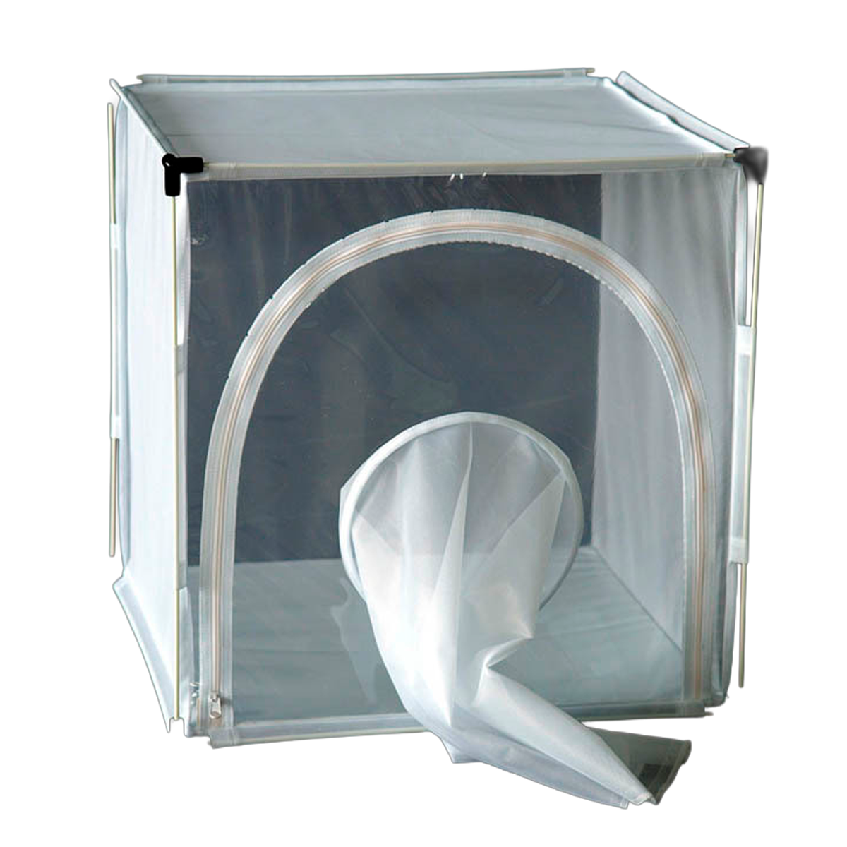 Insect Rearing Cages of 150 to 200 µm White Mesh with Aluminum Frame and Transparent Panel
