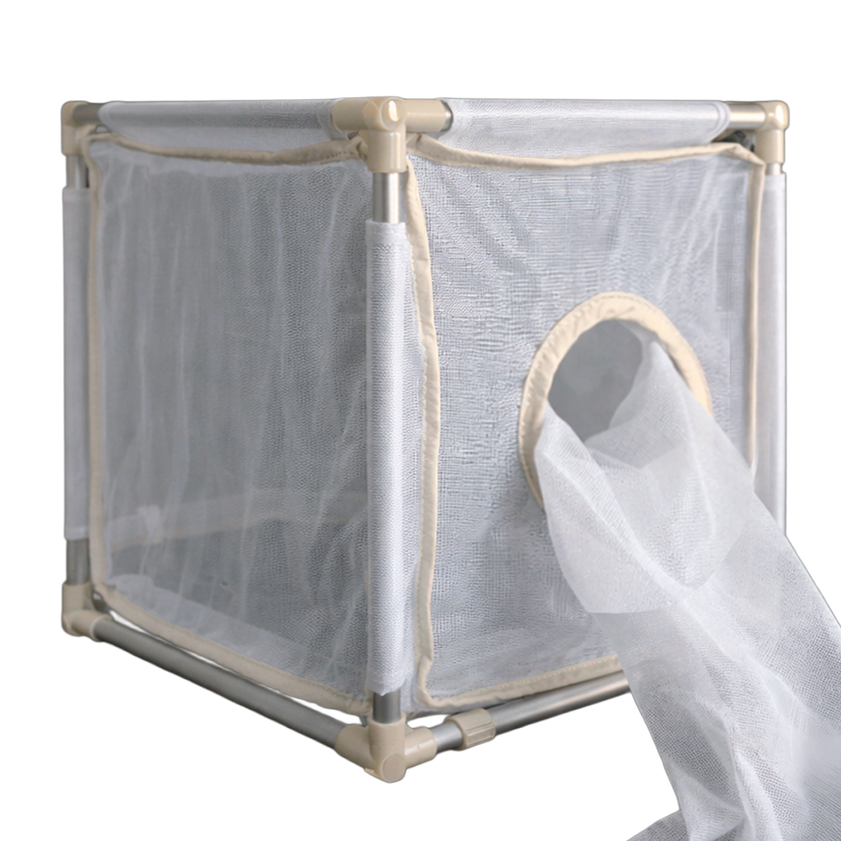 White 150 to 200 µm Fine Mesh Cages with Aluminum Frame