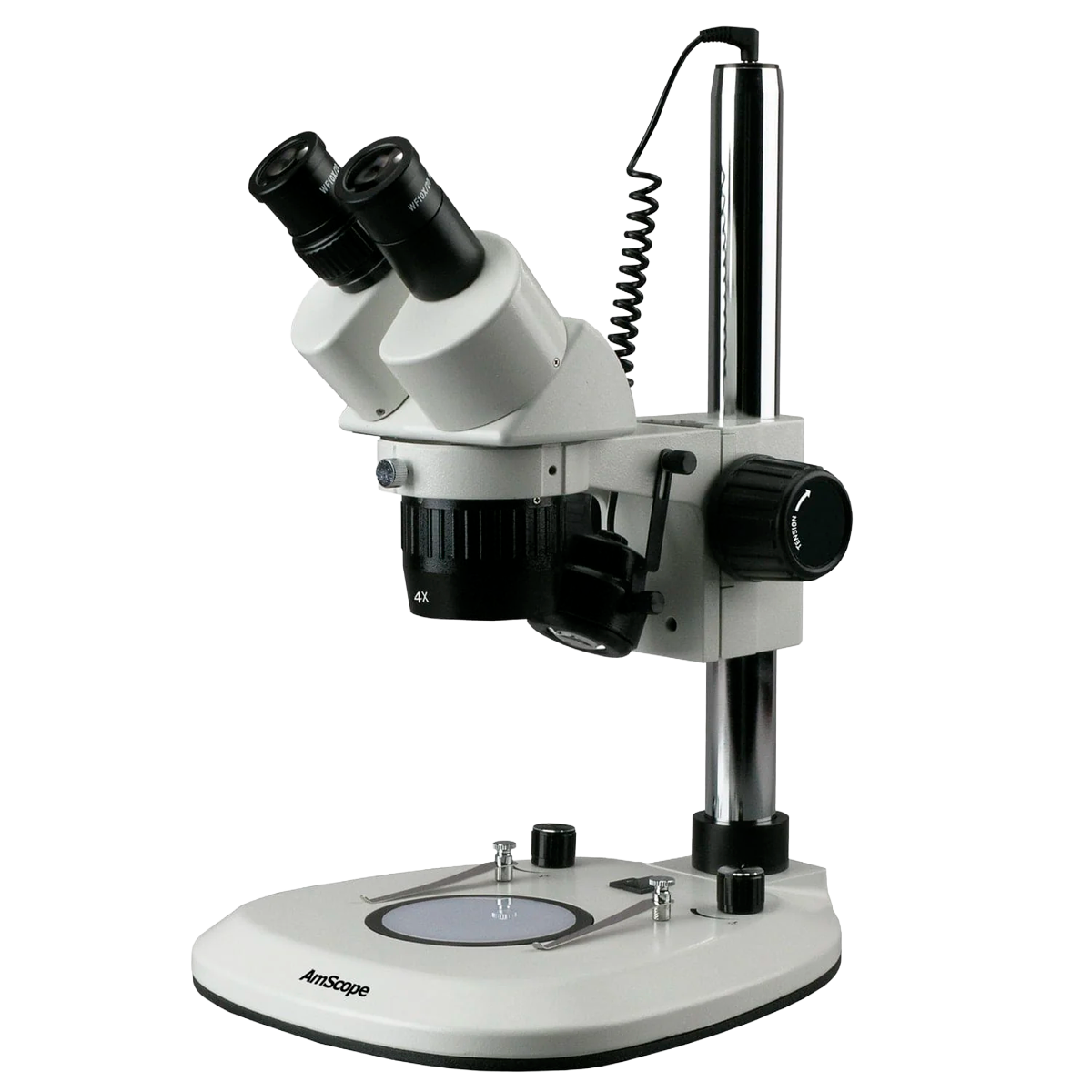 AmScope SW2B Series Stereo Microscope 10X–30X Widefield with Pillar Stand and Top and Bottom LED Illumination