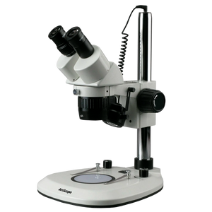 AmScope SW2B Series Stereo Microscope 10X–30X Widefield with Pillar Stand and Top and Bottom LED Illumination