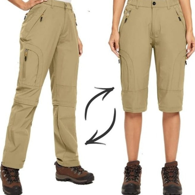 Convertible Casual Cargo Pants with Multiple Zipper Pockets for Women