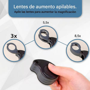 Carson Folding Magnifier TriView 3×/5.5×/8.5× with Integrated Case