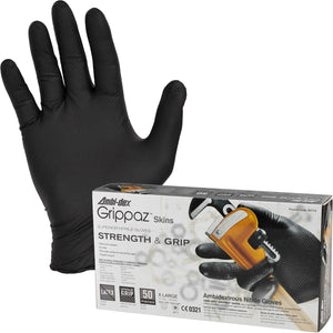 Ambi-Dex Grippaz Black Nitrile Gloves x 50 Pairs
