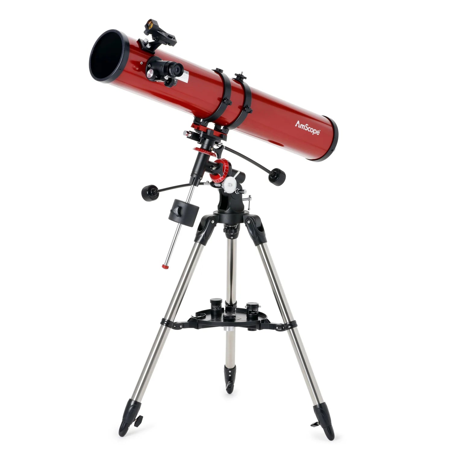 AmScope Reflector EQ Telescope with Equatorial Mount and Stainless Steel Tripod