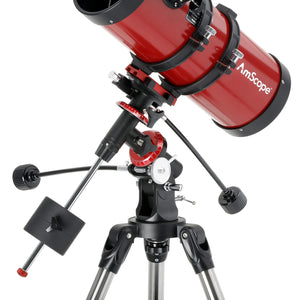 AmScope Reflector EQ Telescope with Equatorial Mount and Stainless Steel Tripod