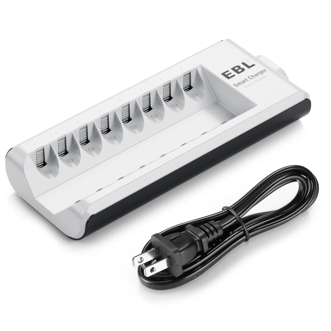 EBL 8-Bay Rechargeable Battery Charger for AA, AAA, Ni-MH, Ni-Cd + 8 AA Battery