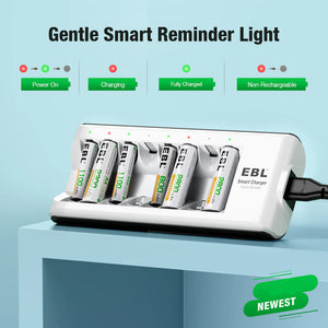 EBL 8-Bay Rechargeable Battery Charger for AA, AAA, Ni-MH, Ni-Cd + 8 AA Battery