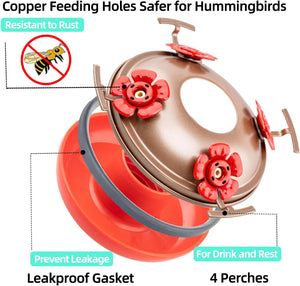 Hand-Blown Glass Hummingbird Feeders with Perch 32 oz