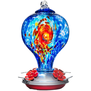 Hand-Blown Glass Hummingbird Feeders with Perch 32 oz