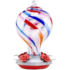 Hand-Blown Glass Hummingbird Feeders with Perch 32 oz
