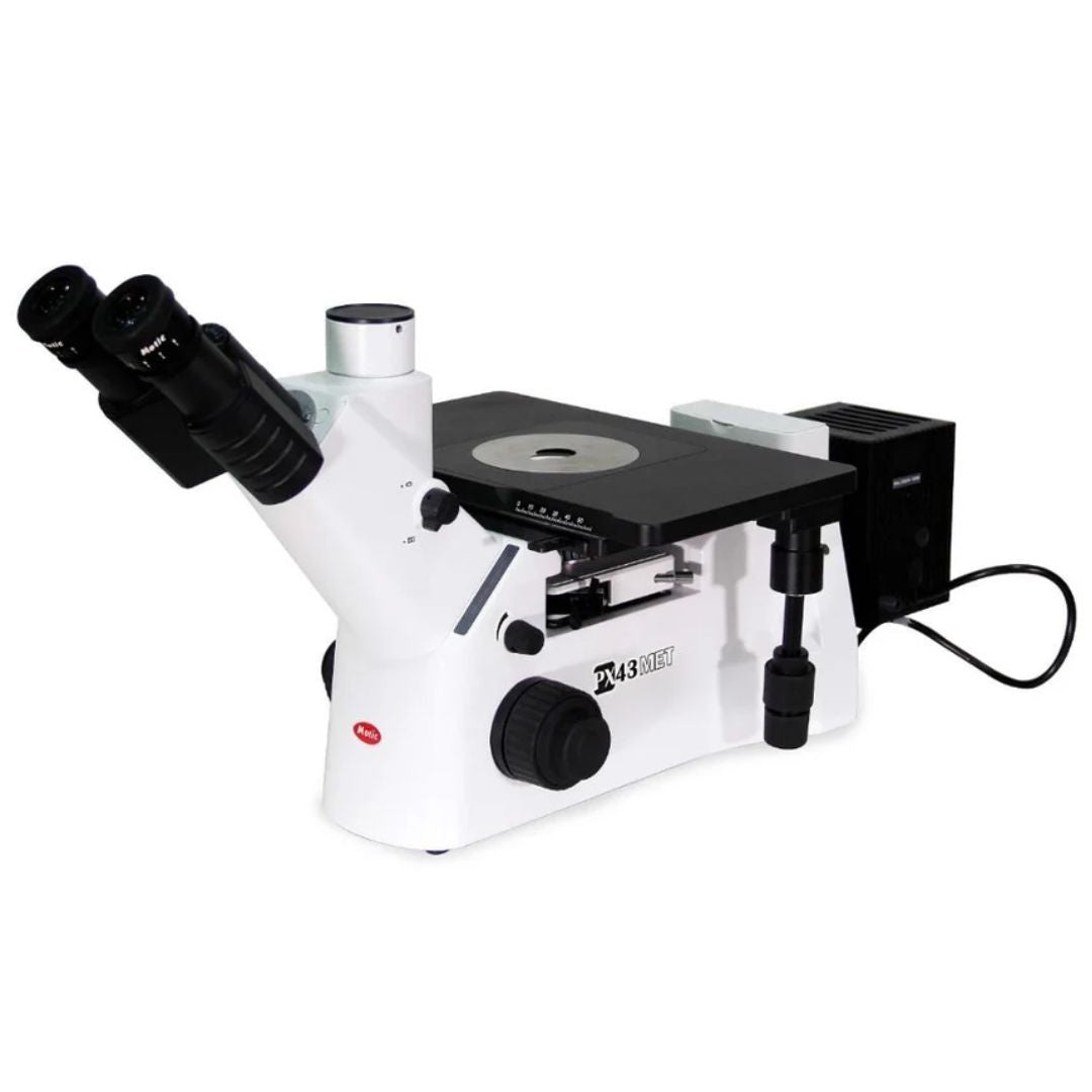 Motic PX43MET Trinocular Inverted Compound Microscope with Brightfield Darkfield Contrast and Polarization