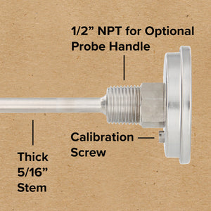REOTEMP Home Compost Thermometers with 5/16″ Ø Stems, Starting at 24″ in Length