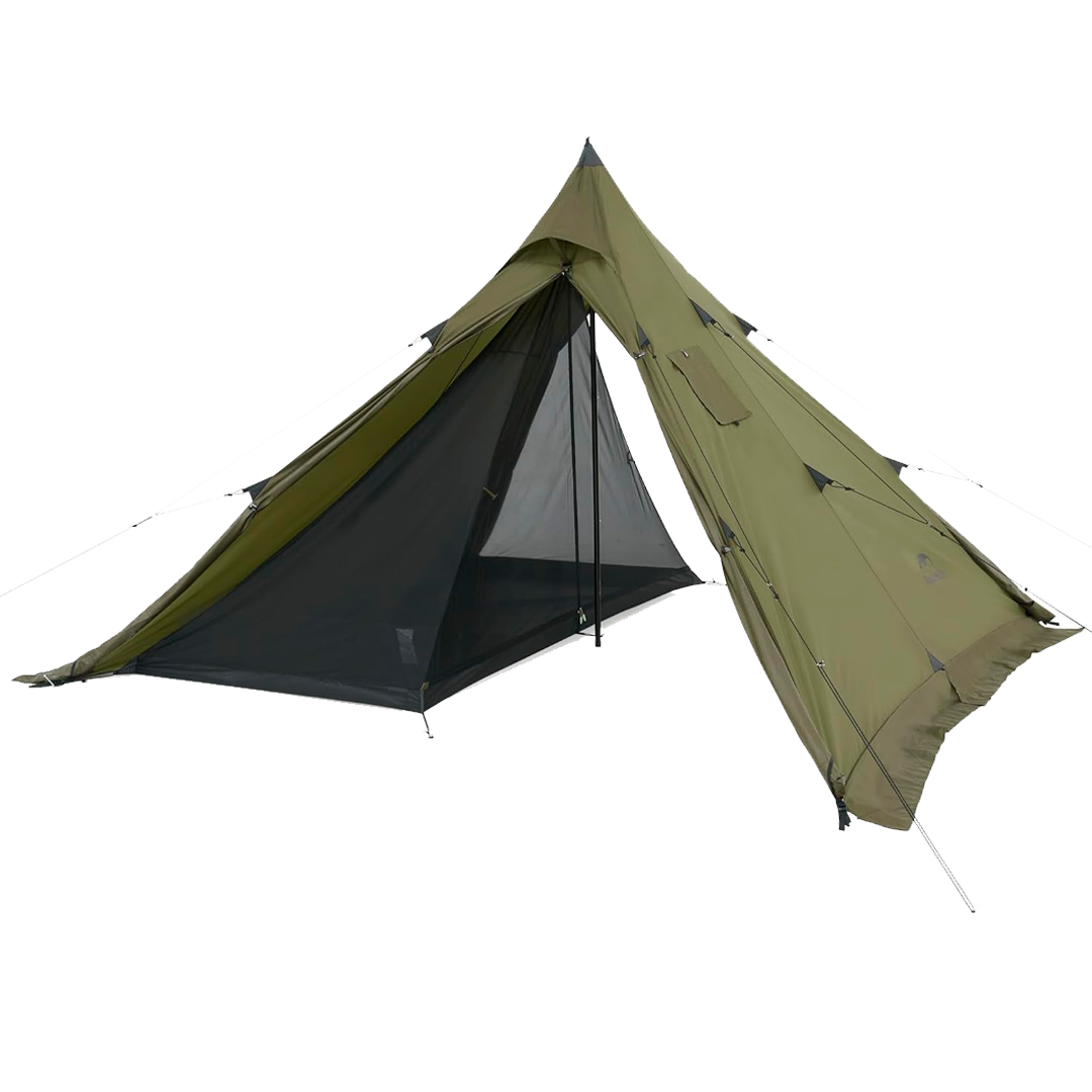 Ranch Fire Pyramid Tent with Chimney, 4-Season Tipi Tent, 2-4 Person, Waterproof, Outdoor Camping