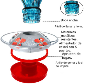 Grateful Gnome Hummingbird Feeder in Blown Glass Fiery Campanile 36 oz