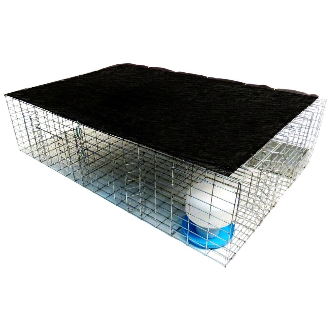 Shaded 36x24x9 Pigeon Trap with Six Trap Doors with Food Tray and Water Bowl