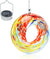 Round Blown Glass Bird Feeder for Granivores with Solar Panel Light