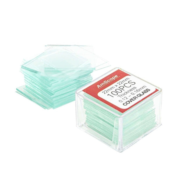 AmSCOPE 72 Pre-Cleaned Blank Microscope Slides and 100 22x22mm Square ...