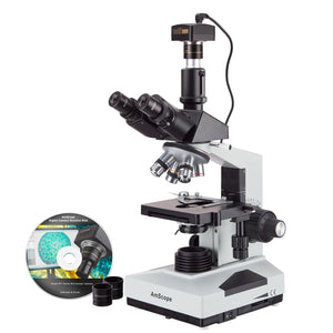 AmScope Trinocular Compound Microscope Up to 40X-2500X with Digital Camera