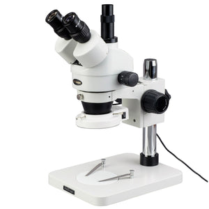 Microscopios estéreo con zoom trinocular de inspección AmScope 3.5X-90X