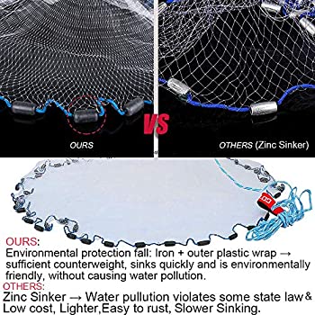 Goture American Saltwater Fishing Cast Net for Bait Trap Fish