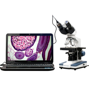 Amscope  40X-2500X Compound Binocular Microscope  3D 5.0MP USB Camera