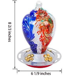Alimentador de colibrí de vidrio soplado a mano Autioyea Tricolor 28 oz.