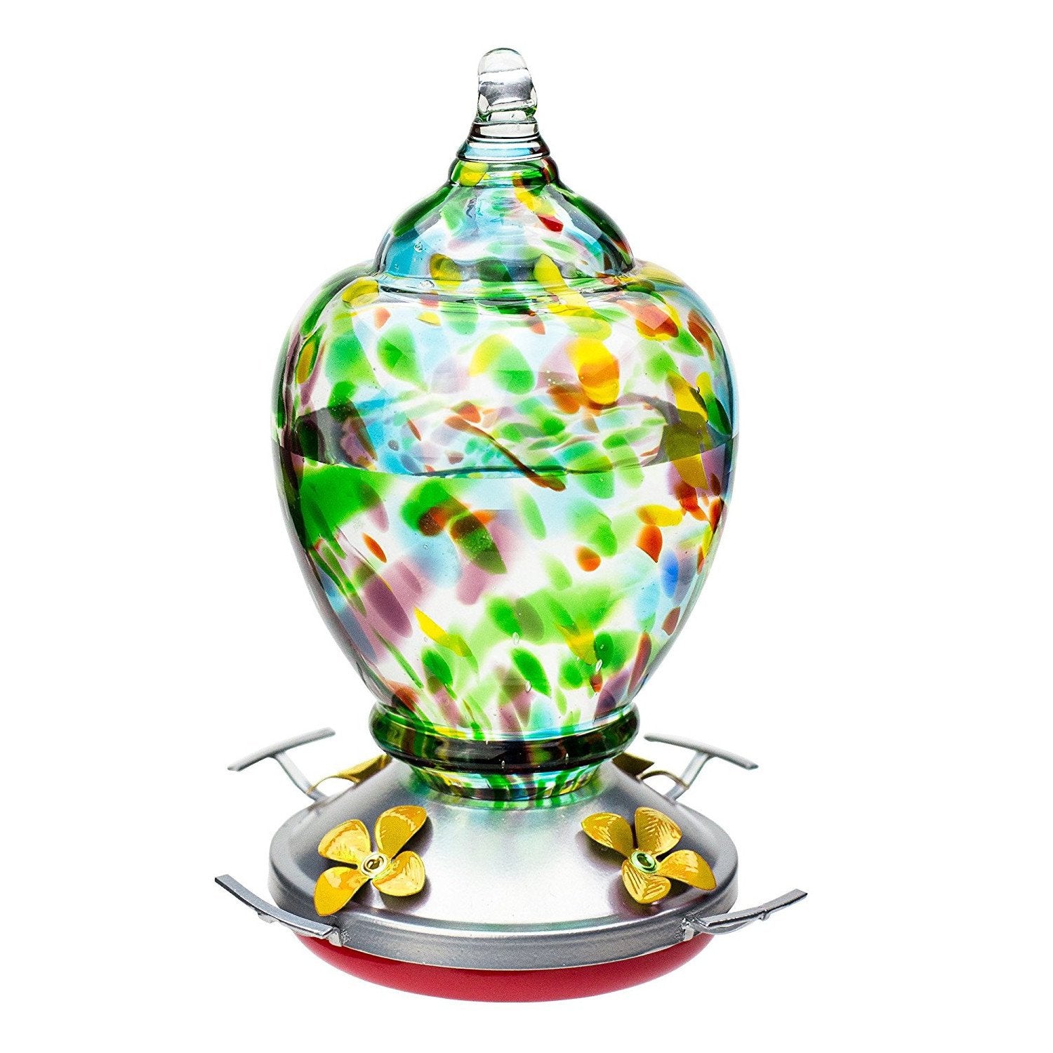 Best Home Products Comederos de colibrí de vidrio soplado a mano con impresiones de otoño de perca