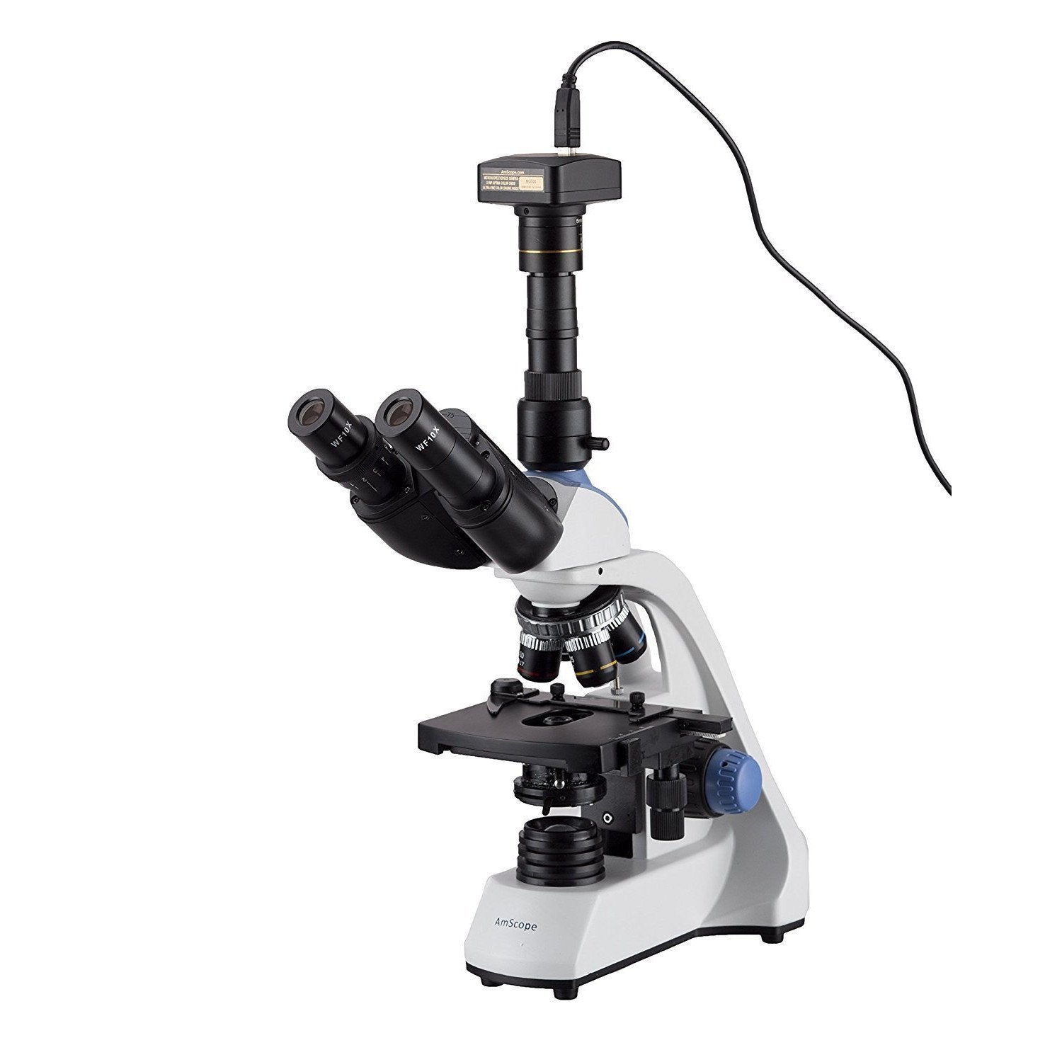 Amscope 40X-2500X LED Trinocular Compound Microscope 3D USB 3.0MP Camera USB 3.0MP