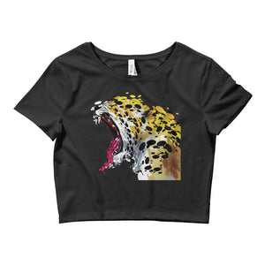 Women’s Crop Tee - Abstract Jaguar Yawning