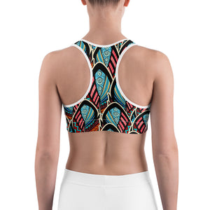 Ladies' Sports Bra - Abstract Feathers