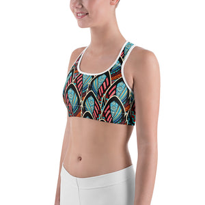 Ladies' Sports Bra - Abstract Feathers