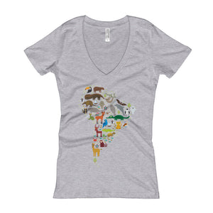 Women's V-Neck T-Shirt - South American Wildlife