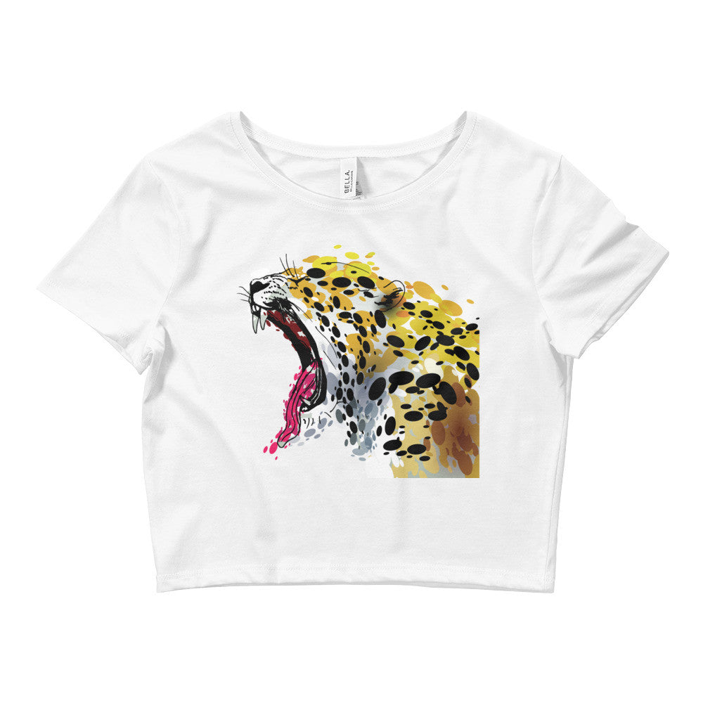 Camiseta corta para mujer - Abstract Jaguar Yawning