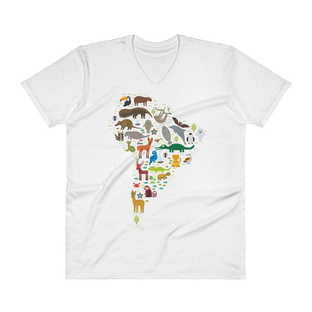 Camiseta con cuello en V - Fauna sudamericana