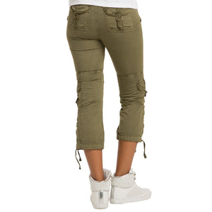 Sweet Vibes Lauryn Cargo Capri Pant with Cordón Olive Green